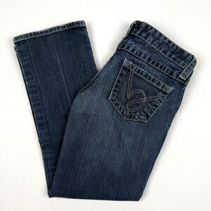 bebe Low Rise Cropped Denim Blue Jeans Contrast Cuff Y2K Women’s 28